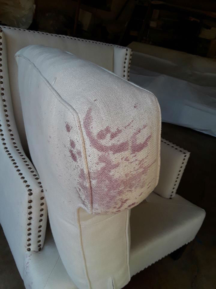 Cleaning Red Wine all over White Linen Chair